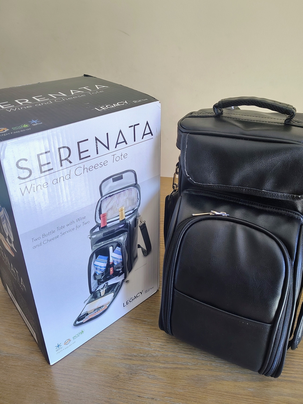 NWT Picnic Time Legacy Serenata Insulated 2-Bottle Wine and Cheese Tote Set